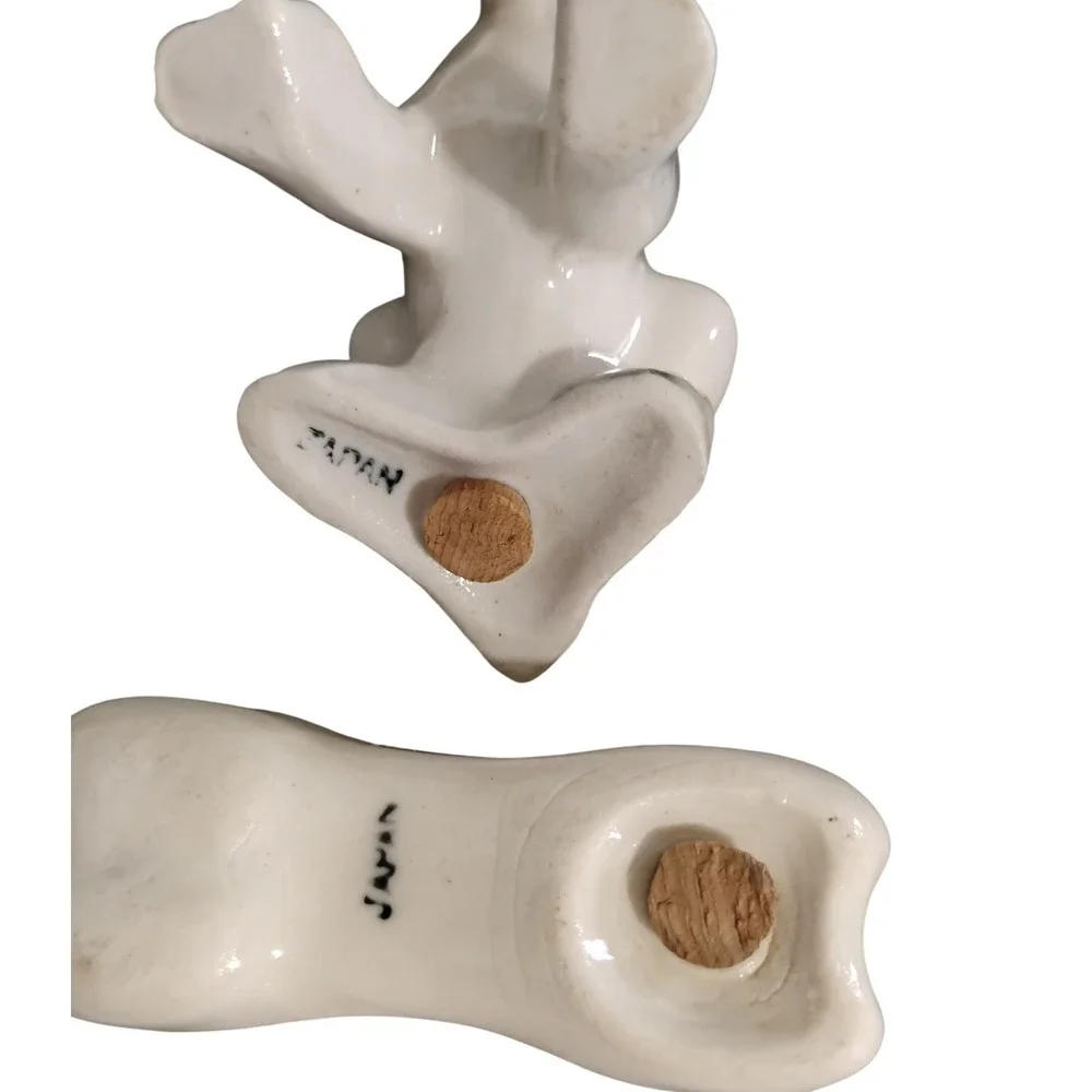 Vintage Japan Dog Salt & Pepper Shakers‎ Bone Stoppers Mid Century Ceramic